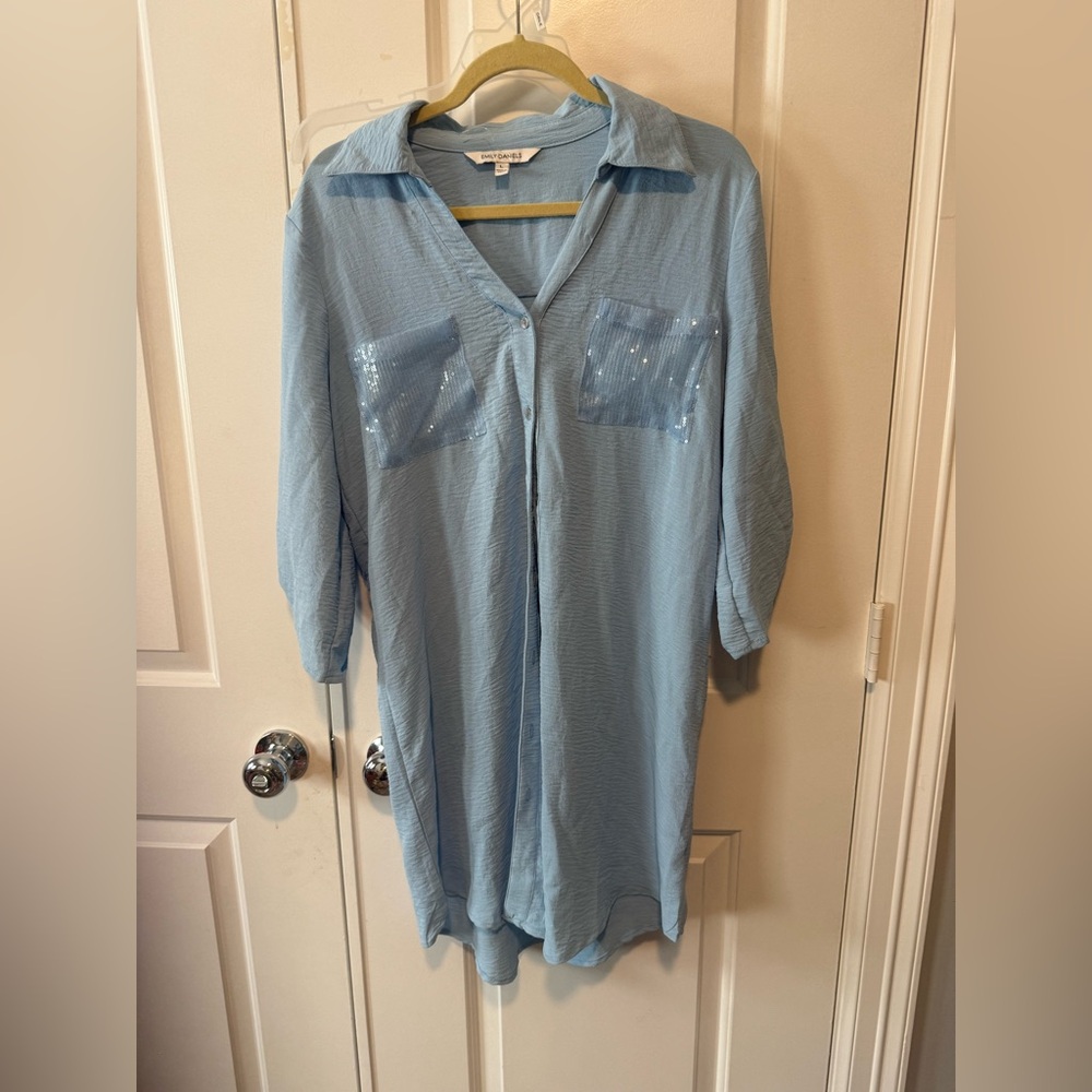 Coldwater Creek Light Blue Long Sleeve Dress
